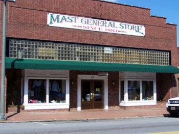 MAST GENERAL STORE 




- Originally housing The Toggery, a clothing store, Mast General took over operation of the 1930s facility in 1991 to complement other historic locations in the historic Mast chain of stores. The histories of the Toggery, the Massie/Way family who started the store, Mast General Store, and country stores in general is presented in Book 5 of <i>Legends, Tales & History of Cold Mountain</i>.